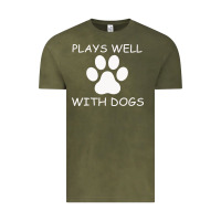 Vintage Olive Plays Well With Dogs Vintage Tee - Bettercallsaul