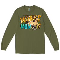 Army Green Horse Mom Rope Long Sleeve Tee - HowdyJamesFarm