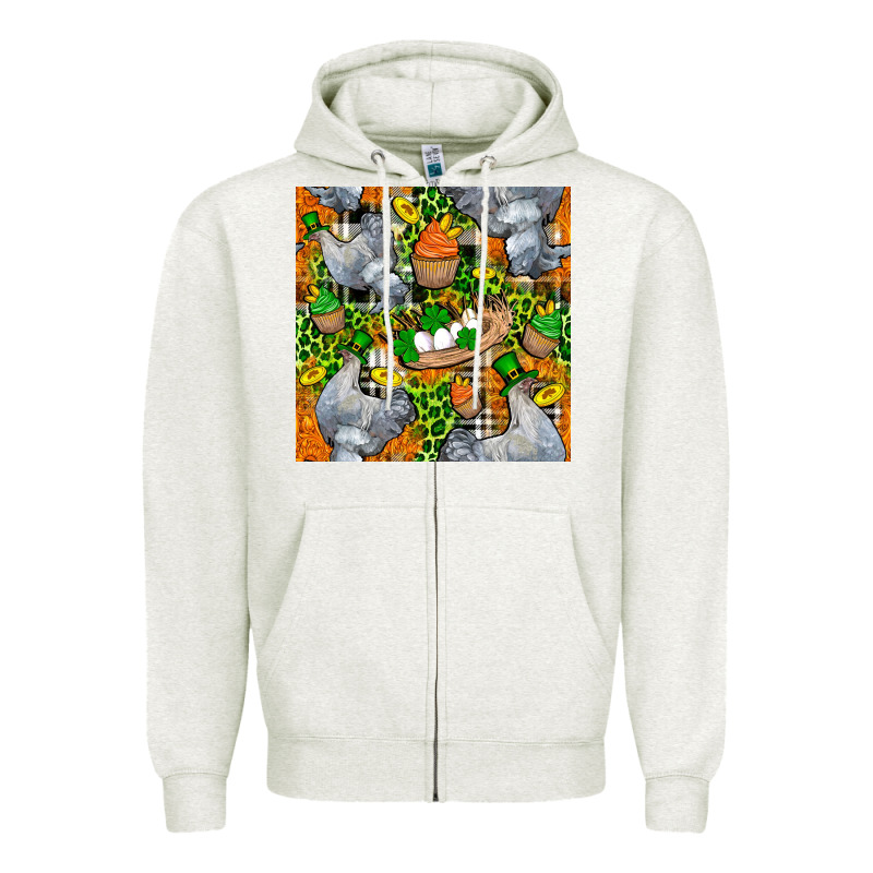 St. Patricks Chicken With Cupcake Leopard Zipper Hoodie by FaDigitalArtStudio | Teevron