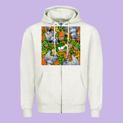 St. Patricks Chicken With Cupcake Leopard Zipper Hoodie Designed By Fadigitalartstudio
