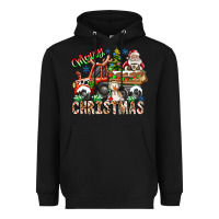Black Merry Christmas  tractor Heavyweight Hoodie - CowhideDigitalArt