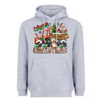 Heather Grey Merry Christmas  tractor Heavyweight Hoodie - CowhideDigitalArt