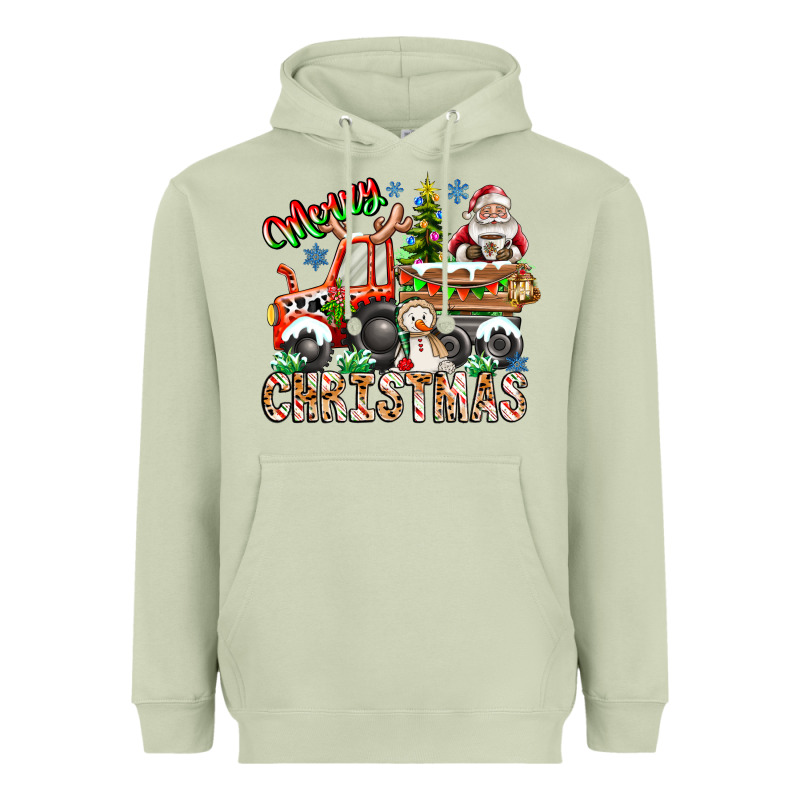 Merry Christmas  Tractor Heavyweight Hoodie by CowhideDigitalArt | Teevron