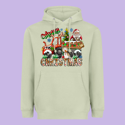 Merry Christmas  Tractor Heavyweight Hoodie Designed By Cowhidedigitalart
