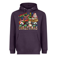 Plum Merry Christmas  tractor Heavyweight Hoodie - CowhideDigitalArt