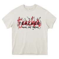 Cream christmas teacher Heavy Core Tee - MaliasSmallBusiness