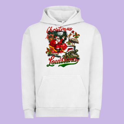 Louisiana Christmas With  Afro Santa Urban Hoodie Designed By Barkaloodesign