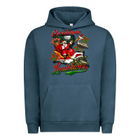 Pigment Midnight Navy louisiana christmas with  afro santa Urban Hoodie - BarkalooDesign