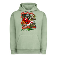 Pigment Oil Green louisiana christmas with  afro santa Urban Hoodie - BarkalooDesign