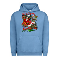 Pigment Pebble Blue louisiana christmas with  afro santa Urban Hoodie - BarkalooDesign