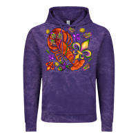 Cloud Purple Crawfish and fleur de lis Vintage Hoodie - NancyCooperArtShop