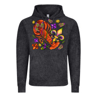 Vintage Black Crawfish and fleur de lis Vintage Hoodie - NancyCooperArtShop
