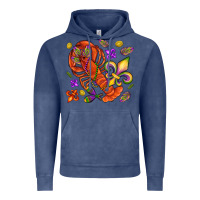 Vintage Denim Crawfish and fleur de lis Vintage Hoodie - NancyCooperArtShop