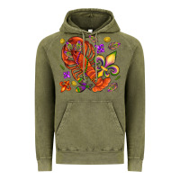 Vintage Olive Crawfish and fleur de lis Vintage Hoodie - NancyCooperArtShop