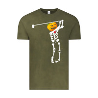 Vintage Olive Golf Skeleton Pumpkin Halloween Shirt Vintage Tee - maiPhamDesign