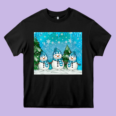 Snowman Heavy Core Tee Designed By Maliassmallbusiness