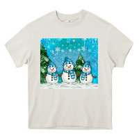 Cream snowman Heavy Core Tee - MaliasSmallBusiness