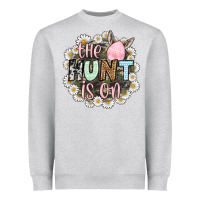 Heather Grey Easter Day The hunt is on Heavyweight Sweatshirt - OliviaCreatesArt