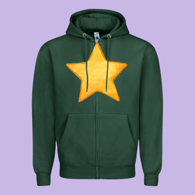 Yellow Star Zipper Hoodie Designed By Fadigitalartstudio