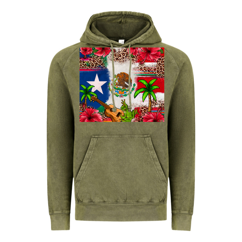 Mexican And Puerto Rico Flag Vintage Hoodie by texasbilliewilder | Teevron