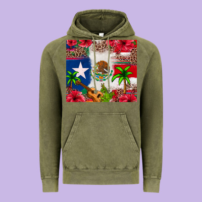 Mexican And Puerto Rico Flag Vintage Hoodie Designed By Texasbilliewilder