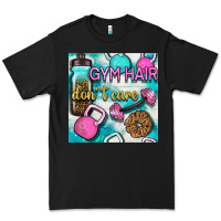 Black gym hair don't care clasp and water bottle with glitter seamless patte Premium Tee - BundleAndBundleShop