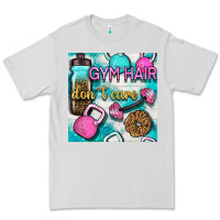 Dove Grey gym hair don't care clasp and water bottle with glitter seamless patte Premium Tee - BundleAndBundleShop