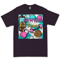 Gym Hair Don't Care Clasp And Water Bottle With Glitter Seamless Patte Premium Tee | Teevron