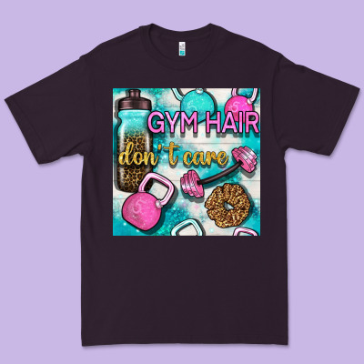 Gym Hair Don't Care Clasp And Water Bottle With Glitter Seamless Patte Premium Tee Designed By Bundleandbundleshop