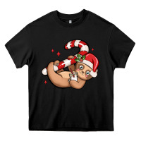 Black cute christmas sloth Heavy Core Tee - MaliasSmallBusiness