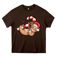 Chocolate Brown cute christmas sloth Heavy Core Tee - MaliasSmallBusiness