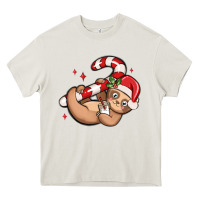 Cream cute christmas sloth Heavy Core Tee - MaliasSmallBusiness