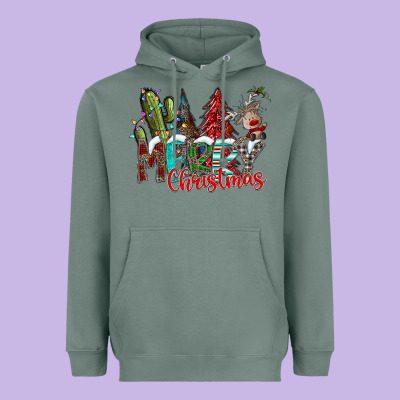 Merry Christmas Heavyweight Hoodie Designed By Cowhidedigitalart