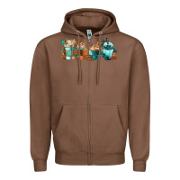 Chestnut Winter Coffee Cups Zipper Hoodie - FaDigitalArtStudio