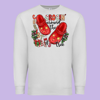 Christmas Crocin Around The Tree Premium Sweatshirt Designed By Cowhidedigitalart