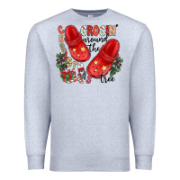 Heather Grey christmas crocin around the tree Premium Sweatshirt - CowhideDigitalArt