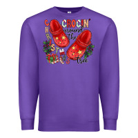 Purple christmas crocin around the tree Premium Sweatshirt - CowhideDigitalArt