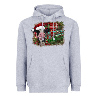Heather Grey merry christmas cow Heavyweight Hoodie - CowhideDigitalArt