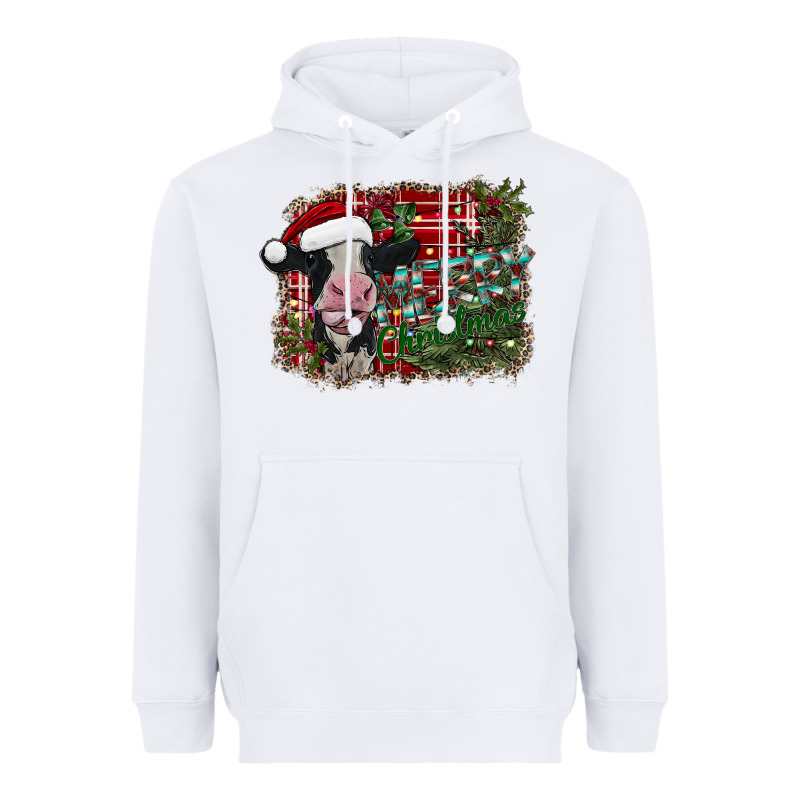 Merry Christmas Cow Heavyweight Hoodie by CowhideDigitalArt | Teevron