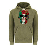 Vintage Olive Mexican Skull Vintage Hoodie - texasbilliewilder