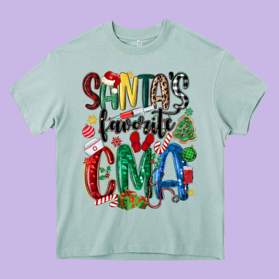 Santas Favorite Cma Nurse Heavy Core Tee Designed By Maliassmallbusiness