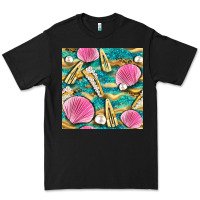 Hair Clasp And Sea Shells With Leopard Beach Seamless Pattern Bbs Premium Tee | Teevron