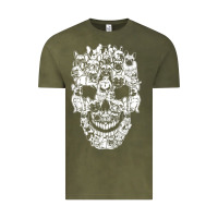 Vintage Olive Matching Family French Bulldog Dog Skull Costume Halloween Vintage Tee - maiPhamDesign