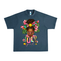 Midnight Navy July Girl Afro Woman Summer Urban Heavy Tee - texasbilliewilder