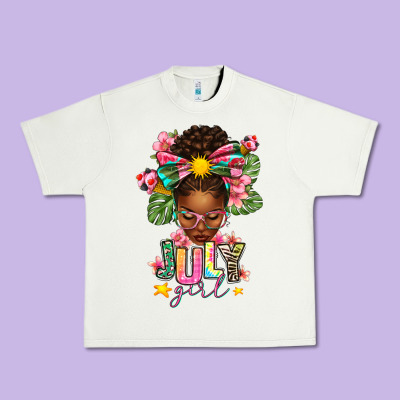 July Girl Afro Woman Summer Urban Heavy Tee Designed By Texasbilliewilder