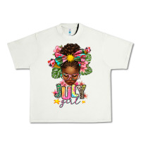 Pistachio July Girl Afro Woman Summer Urban Heavy Tee - texasbilliewilder