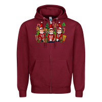 Burgundy Christmas Elfs Zipper Hoodie - FaDigitalArtStudio