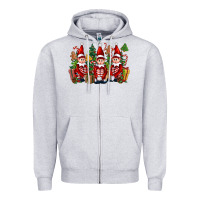 Heather Grey Christmas Elfs Zipper Hoodie - FaDigitalArtStudio