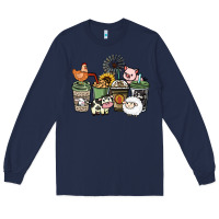 Navy Farm animal coffee cups Long Sleeve Tee - HowdyJamesFarm