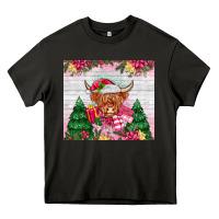 Asphalt pink christmas cow Heavy Core Tee - MaliasSmallBusiness